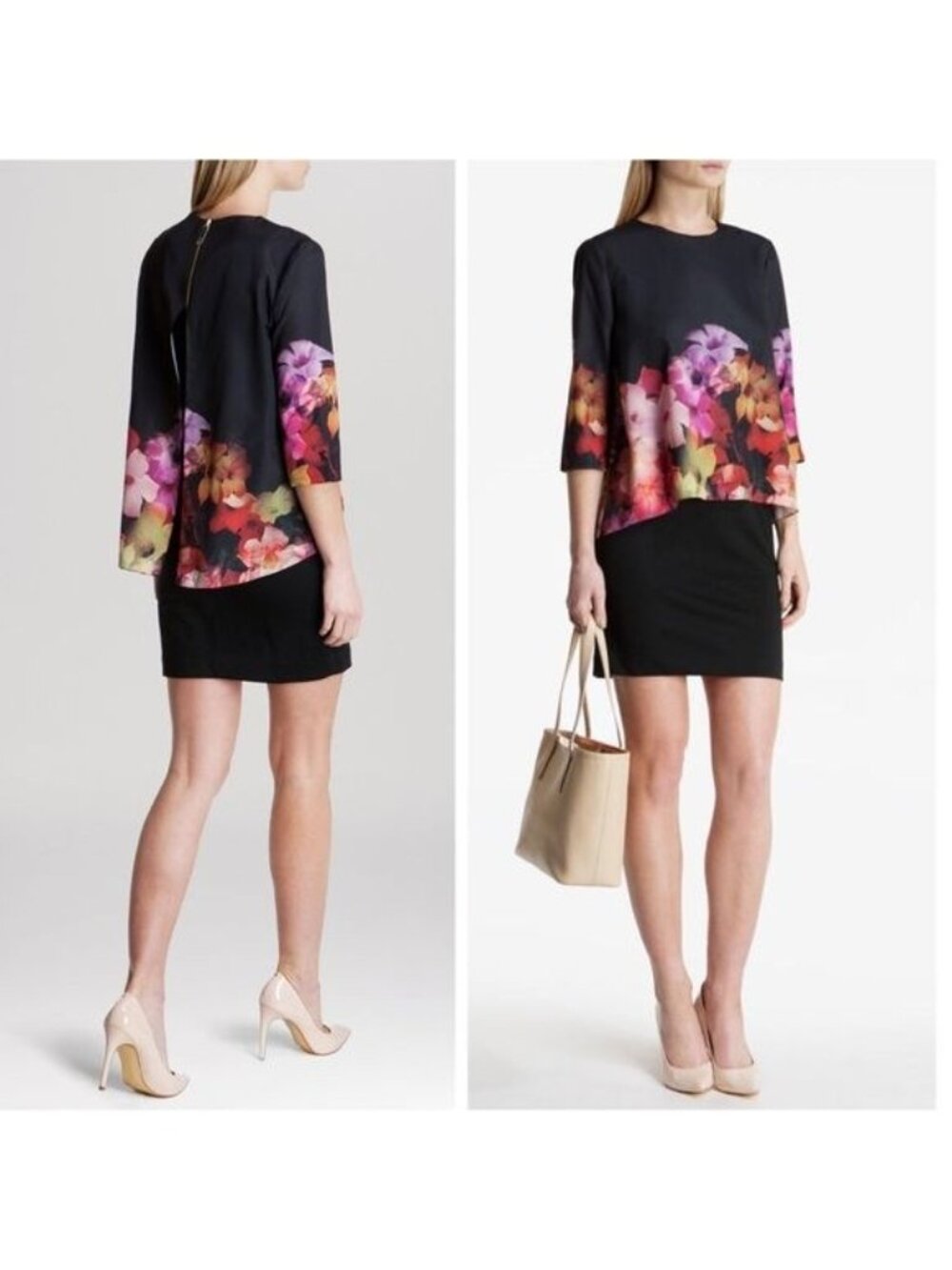 Ted Baker London Women's 'Cadie' Floral Print Popover Tunic Dress, Size 2 (US 6)